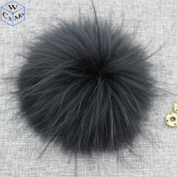 Bérets 15 cm rond moelleux véritable fourrure de raton laveur pompons pour sacs à main porte-clés et bonnet tricoté chapeaux véritable Ompon Pom