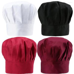 Bérets 1pc chef chapeau boulanger cuisine cuisinier restaurants restauration élastique casquette hommes femmes noir rouge plaine cuisinière