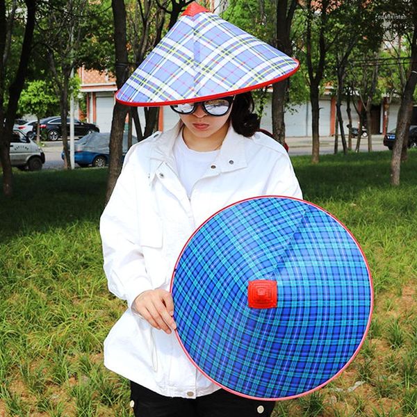 Bérets 1 pc chinois rétro bambou rotin pêcheur chapeau à la main tissage paille seau tourisme pluie danse accessoires cône pêche parasol