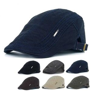 Beretten 1 st Nieuw 2023 Lente zomer Retro verstelbare mannen Katoen Ivy Flat Cap Newsboy Beret Cabbie Gatsby Driving Hat Outdoor Styling Cap D24417