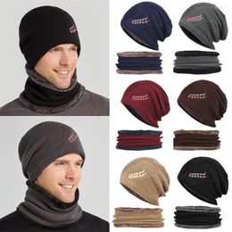 Beretten 1 st winter sjaal beanie hoed voor mannen cap gebreide vrouwen dikke wollen nek vies masker motorkap hoeden