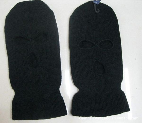 Bérets 1pcs noir cagoule cs style hiver vent chapeau de ski pour hommes femmes casquette 3 trous masque cou plus chaud bonnets