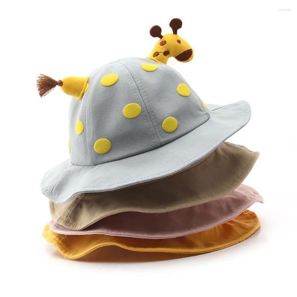 Bérets 2-4 ans enfants chapeau de soleil belle poupée girafe décorer pour garçons filles printemps automne point solide respirant enfants pêcheur