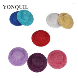 Berets 2,75 "Base de fascinatrice blinding scintillante avec épingles à cheveux Sequen Kawaii Mini les chapeaux Top Minlinerie 9 couleurs peuvent être choisis 50pcs / lot