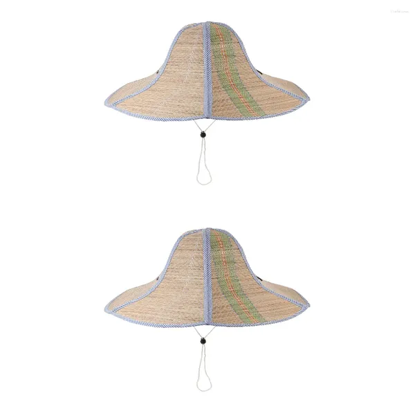 Boinas 2 unidades Pesca Sombrero de paja plegable Sombreros de sombra para el sol Sombreros de protección para hombres Sombreros tejidos para mujeres Parasol plegable
