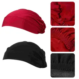 Bérets 2 PCS Baotou Hair Curling Head Wrap Bonnet Care Plopping Curly Wide Cotton Femmes Sleep Hat