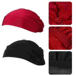 Bérets 2 pièces Baotou cheveux frisant la tête enveloppement Bonnet soin Plopping bouclés large coton femmes chapeau de sommeil