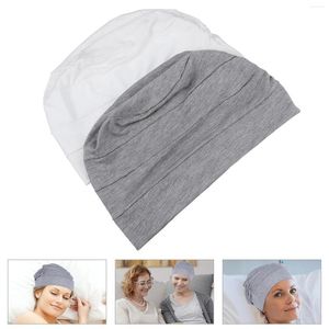 Bérets 2 pièces casquette de chimiothérapie attaches de cheveux coton patients turbans de nuit pour les femmes perte de base élastique Miss tête