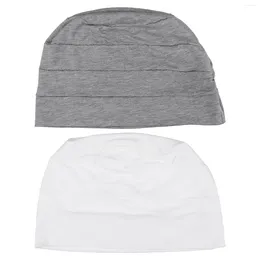 Bérets 2 pièces casquette de chimiothérapie soie coton de couchage patients élastique chapeau de nuit couvre-chef Miss