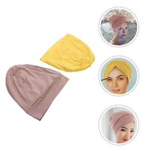 Bérets 2 pcs chimiothérapie chapeau de sommeil extensible turban caps coton boisson domestique en satin endormie