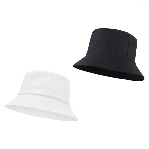Bérets 2 PCS Fisherman's Hat Protection Sun Protection Femmes Summer Outdoor Fashion Bucket Cotton Miss Mens Wide Brim
