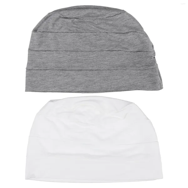 Bérets 2 pièces écharpe casquette de chimiothérapie femmes femmes foulards patients coton élastique nuit sommeil chapeau