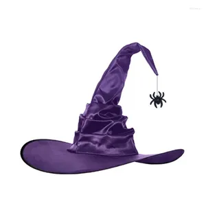 Bérets 2 PCS Witch Hats avec pendentif Party Wide Brim Hat accessoire ridé Halloween