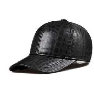 Bérets 2021 en cuir véritable casquette de Baseball hommes noir peau de vache chapeau Snapback mâle réglable automne hiver vrais chapeaux à pointe