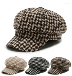 Boinas 2022 Autumn and Winter Classic Style Corean Woolen Boina Octogonal Cap Spaper Bay Hat British Retro