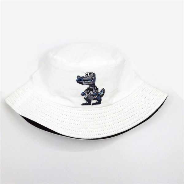 Boinas 2022 dibujos animados Robot dinosaurio bordado algodón cubo sombrero pescador viaje al aire libre sol gorra sombreros para hombres y mujeres 357