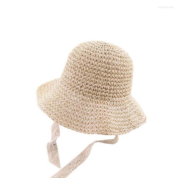 Bérets 2022 dentelle bébé chapeau de soleil été paille fille casquette infantile enfants Panama princesse casquettes pour enfants plage