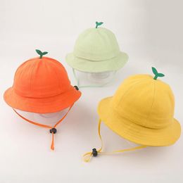 Berets 2022 Solid Color Bucket Hat Fisherman Outdoor Travel Sun Cap Hats For Children Boys and Girls 54