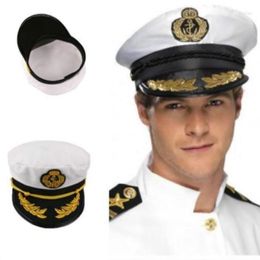 Berets 2022 Vintage volwassen feest hoed Fancy Dress unisex Wit verstelbare schipper zeilers marine kapitein varen militaire cap