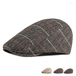 Beretten 2022 Winter Lattice Wool Beret Gorro Boina Inverno Bere Men Women Warm Fashion Hat Berretti Irlanddesi Cap Baret