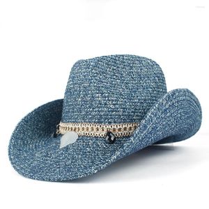 Beretten 2022 Women Hollow Western Cowboy Hat Fascinator Lady Summer Straw Bohemian Tassel Sombrero Hombre Beach Cowgirl Jazz Sun