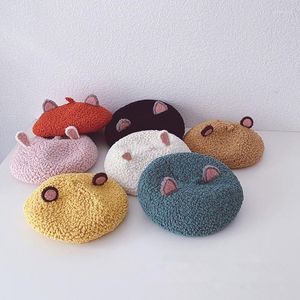 Bérets 2023 automne et hiver mode chapeau coréen enfants peluche béret mignon mâle femme bébé dessin animé style peintre marine