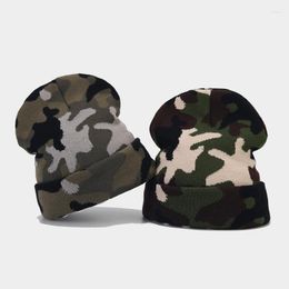 Berets 2023 Autumn Winter Acryl Camouflage Print Dikke Break -hoed Warm Skullies Cap Beanie voor mannen en vrouwen 11