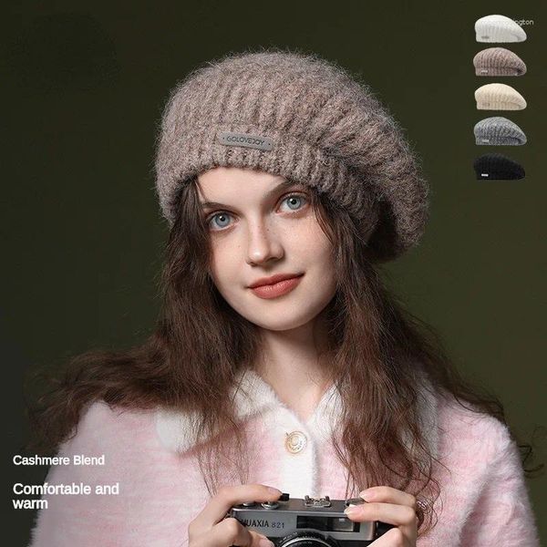Berets 2023 Automne Winter Wool Retro Art Painter Painter Windproofroping Warm Simple Big Head Tricoted Polydold Military Hat Wholesale