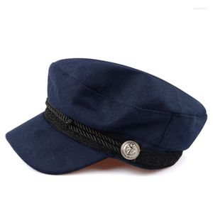Bérets 2023 classique Vintage haut plat hommes casquettes lavées et chapeau réglable ajusté plus épais casquette hiver chaud militaire chapeaux pour hommes