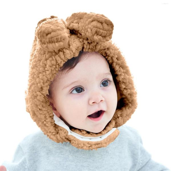 Bérets 2023 mignon bébé chapeaux d'hiver Protection des oreilles oreilles bonnets casquette couleur unie en peluche garçons et filles chaud enfants chapeau