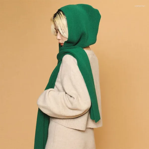 Bérets 2023 Mode Chapeau Écharpe Intégré Tricoté Femme Style Coréen Hiver Chaud Étudiant Sac Tête Laine Bonnet Année Cadeau