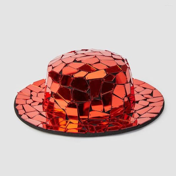 Bérets 2023 mode Vintage rouge lentille diamant anglais Jazz chapeau haut pour hommes et femmes scène Gentleman décontracté feutre