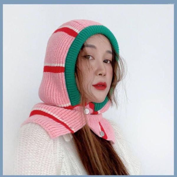 Boinas 2023 Sombrero de invierno de moda para mujeres y hombres Gorros Gorros Pasamontañas Estilo Color cálido Bloqueo de punto con