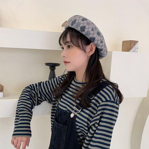 Boinas 2023 Moda Mujer Chica Boina Artista Cálido Lana Invierno Gorro Sombrero Gorra Vintage Inglaterra Celosía Elegante Dama