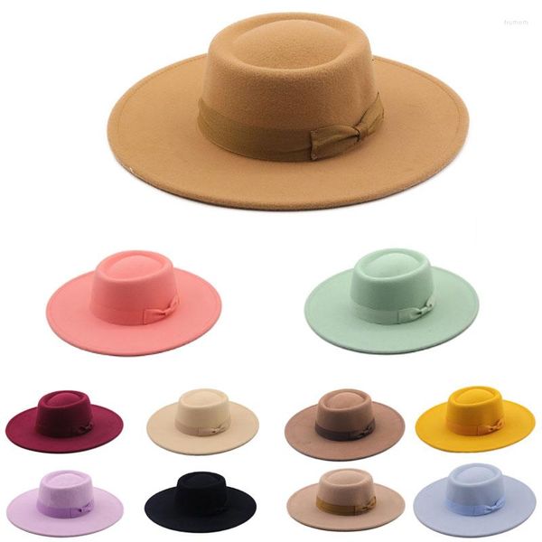 Bérets 2023 Fedora chapeau pour femmes hommes plat haut concave conception automne hiver noeud papillon Jazz coloré unisexe large bord chapeaux Panama