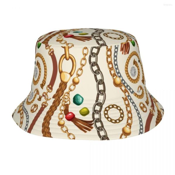 Bérets 2023 chapeau de pêcheur unisexe mode Bob casquette frange ceintures chaînes Hip Hop Gorros Panama coupe-vent extérieur seau