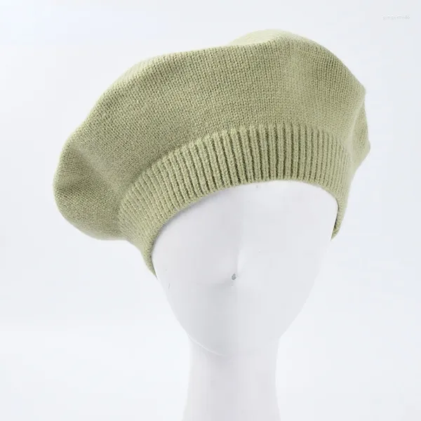 Bérets 2023 français doux tricoté fille béret femmes enfants automne hiver bébé femme solide tricot version peintre chapeau