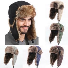 Baretten 2023 Mannen Vrouwen Unisex Warm Trapper Caps Trooper Oorklep Winter Flappen Skiën Hoeden Russische Bont Bomber Hoed