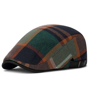 Boinas 2023 Nuevos hombres Boina Cap Autmn Winter British Vintage Newsboy Hats for Women Peaked Caps Fashion Casual Plaid Boina Hombre D24417