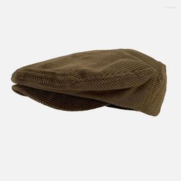 Baretten 2023 Lente Herfst Heren Platte Pet Bruin Corduroy Sboy Caps Outdoor Gorro Hombre Boina Retro Voor Vrouwen