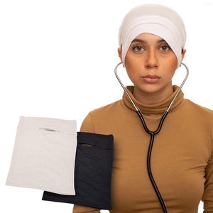 Berets 2023 Stretch Jersey dames Tube dop hoed onder sjaal beanie met oorgatopening voor hoofdtelefoon hijab scrub