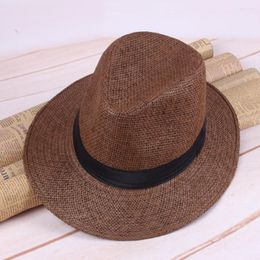 Bérets 2023 Été et automne Chapeau de paille Big Brim Simple Soie Plat Cowboy Outdoor Sun Knight Knight