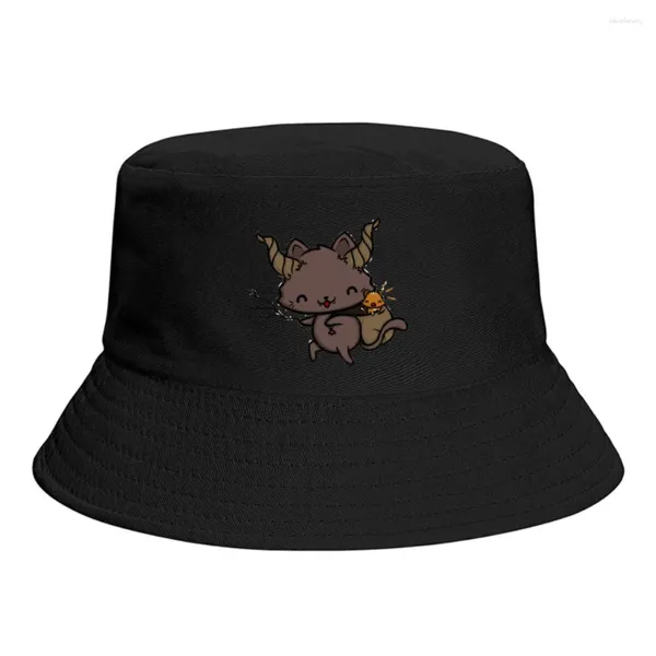 Bérets 2023 Summer Kram Puss Bucket Chapeaux pour unisexe Horror Tale Outdoor pliable Bob pêche pêcheur chapeau filles garçons Panama