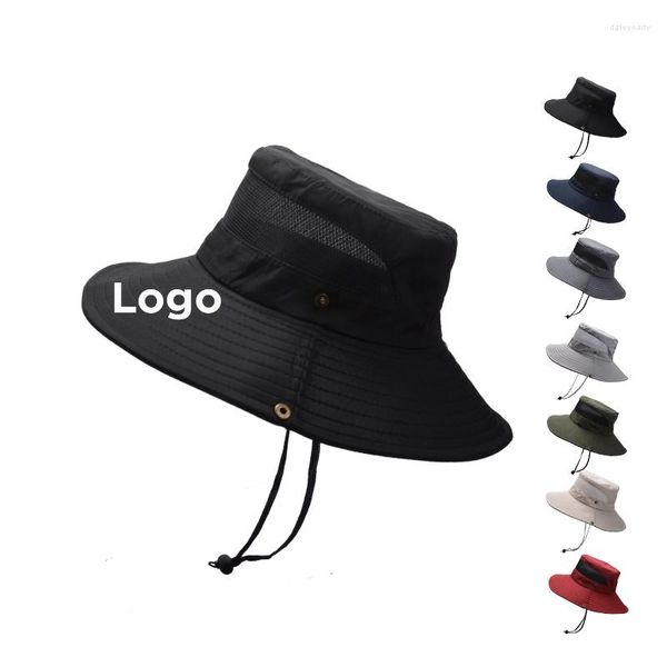 Boinas 2023 protección solar fieltro paja visera bloque sombrero LOGOTIPO personalizado para hombres y mujeres gorras de campamento sombreros de pesca verano