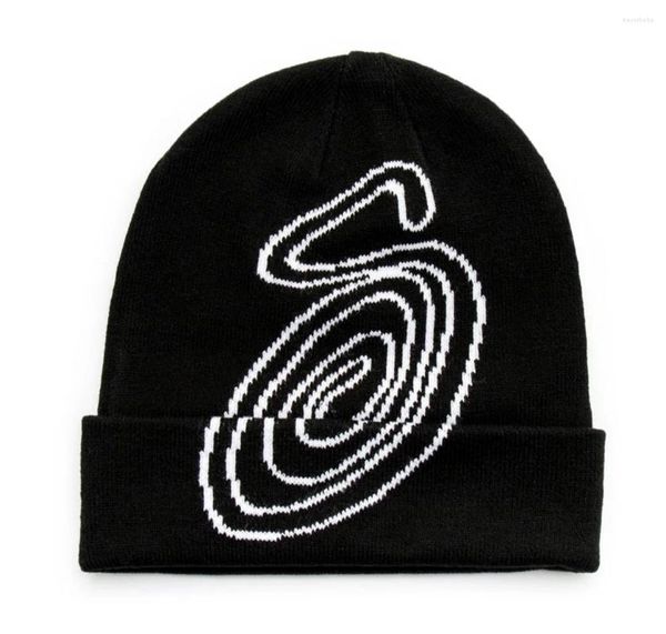 Bérets 2023 Unisexe Swirl Cuff Cuff's Skullies Bons de bonnet d'hiver Coton Hip Hop Coton Hip Hop 55-63 cm #