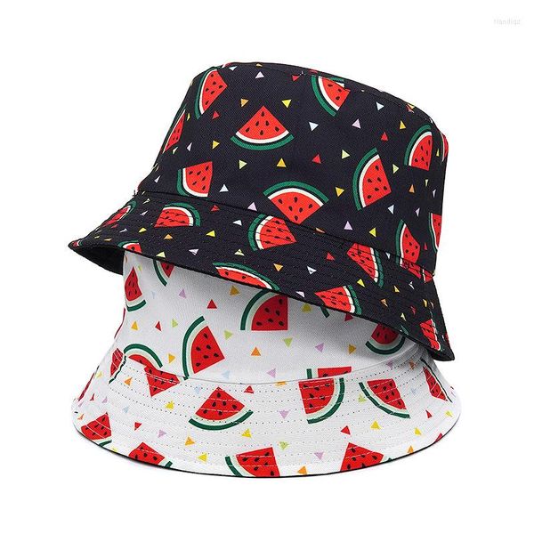 Bérets 2023 Vintage imprimé chapeau de pêche été pêcheur réversible pastèque seau chapeaux pour femmes hommes rue Hip Hop casquette