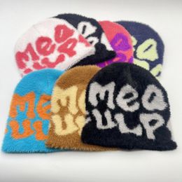 Bérets hiver fausse fourrure Skullies bonnets chapeaux pour femmes Hip Hop casquettes Mea Culpa Y2k chaud Bonnet casquette unisexe chapeau décontracté