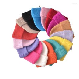 Boinas 2023 Sombrero de invierno Sombreros de piel real para mujeres Lurex Angora Moda Gorro cálido Sólido Adulto Tapa de cabeza
