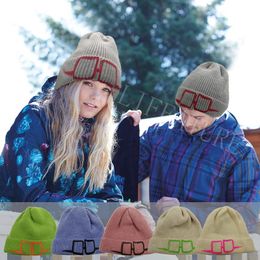 Boinas 2023 Sombreros de invierno para mujeres Mezclado Punto Pareja Cap Hilo Beanie Chapeau Femme Soft Hip Hop Hat Casual Gorros Gafas Impresión