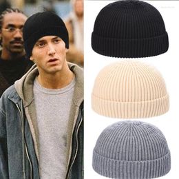 Bérets 2023 Hiver Hommes Classique Tricoté Chaud Pull Cap Melon Peau Chapeau Adulte Femmes Doux Extérieur Décontracté Femelle Couleur Unie